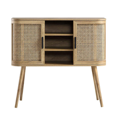 Buffet 2 portes en rotin courbé Izzy, naturel