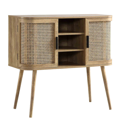 Buffet 2 portes en rotin courbé Izzy, naturel