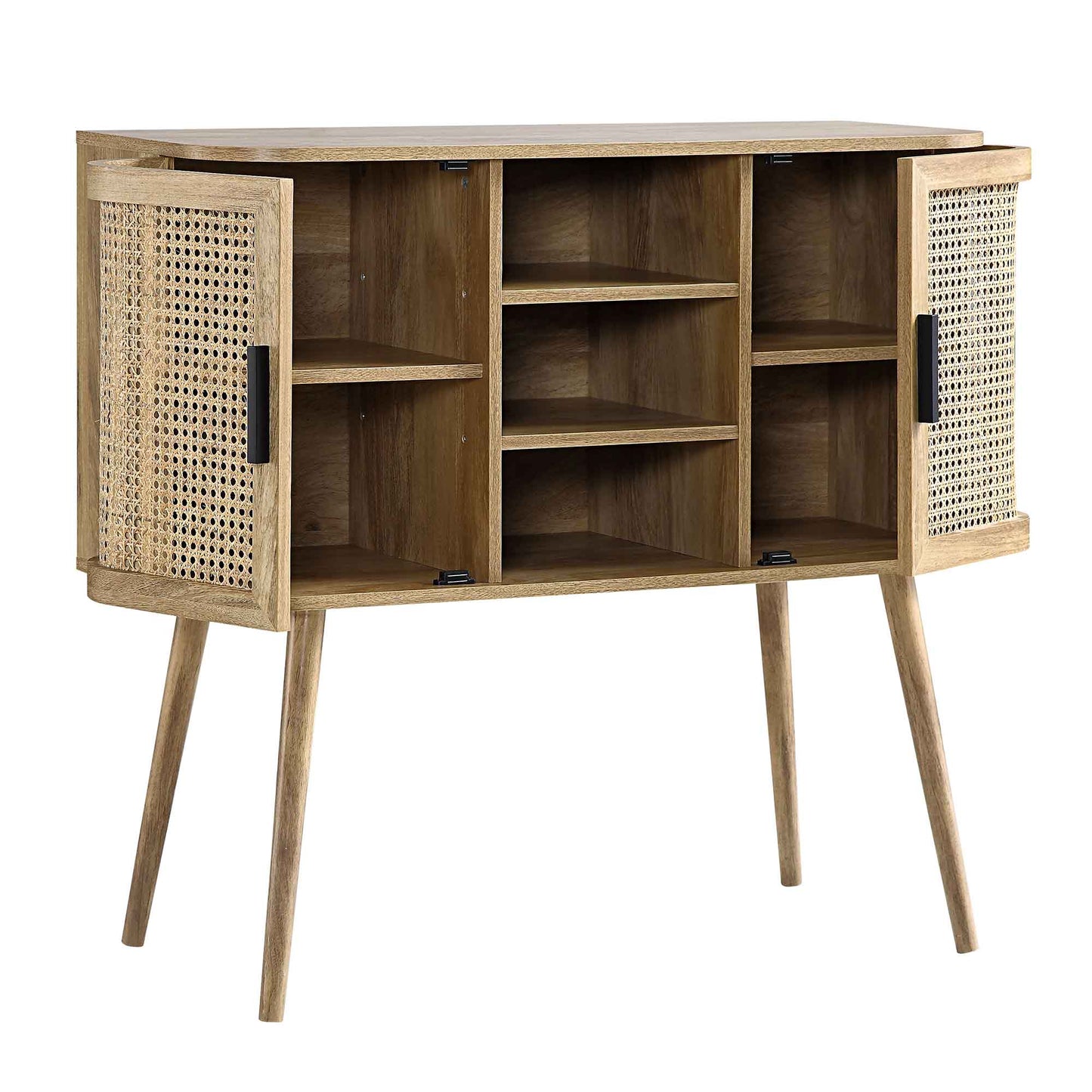 Buffet 2 portes en rotin courbé Izzy, naturel