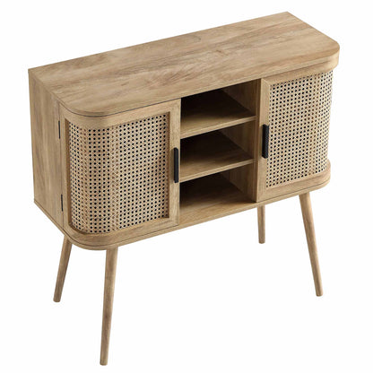 Buffet 2 portes en rotin courbé Izzy, naturel