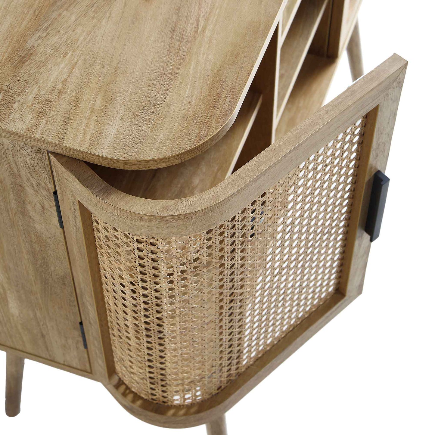 Buffet 2 portes en rotin courbé Izzy, naturel