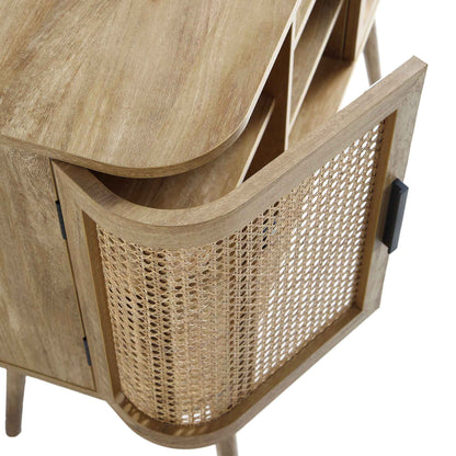Buffet 2 portes en rotin courbé Izzy, naturel