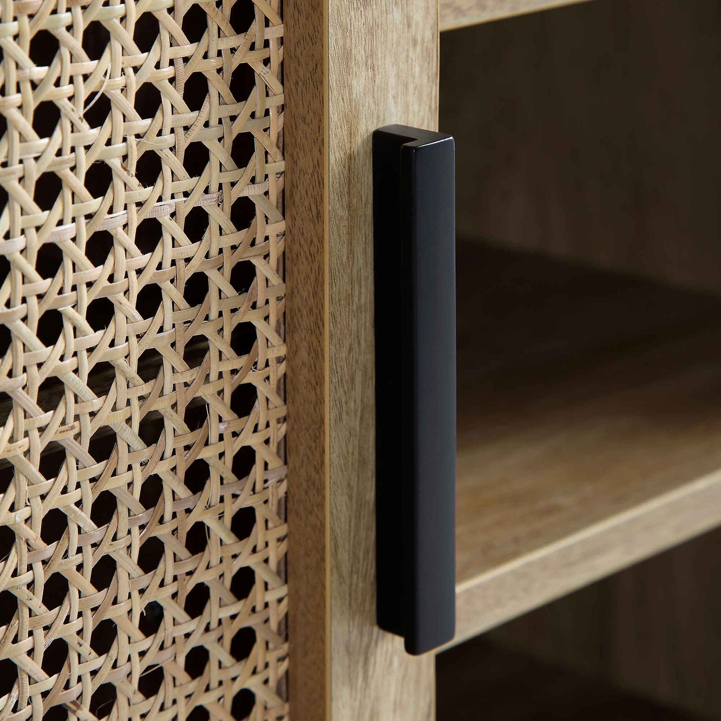 Buffet 2 portes en rotin courbé Izzy, naturel