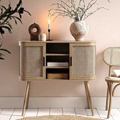 Buffet 2 portes en rotin courbé Izzy, naturel