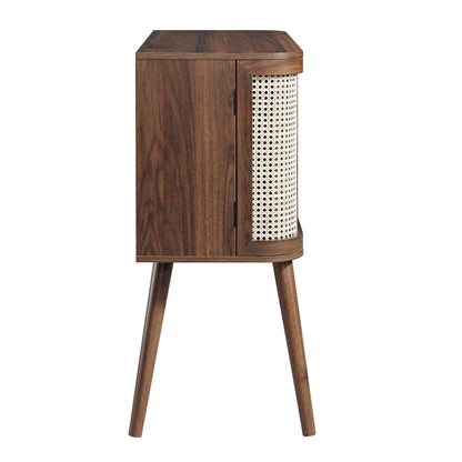 Buffet 2 portes en rotin courbé Izzy, noyer