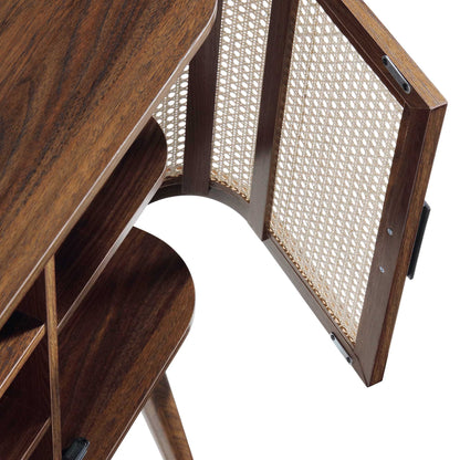 Buffet 2 portes en rotin courbé Izzy, noyer