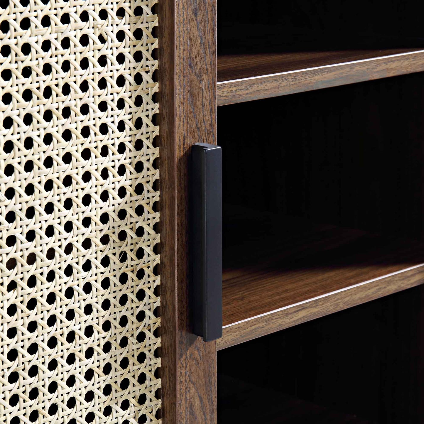 Buffet 2 portes en rotin courbé Izzy, noyer