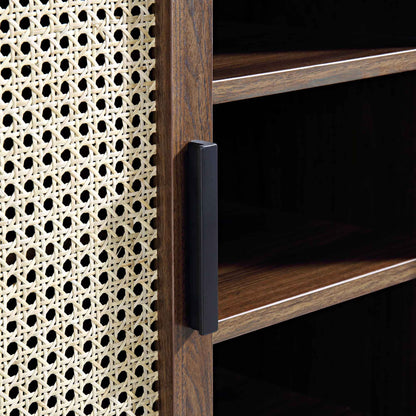 Buffet 2 portes en rotin courbé Izzy, noyer