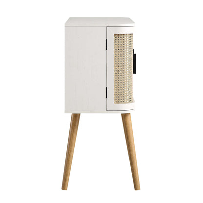 Buffet 2 portes en rotin courbé Izzy, blanc