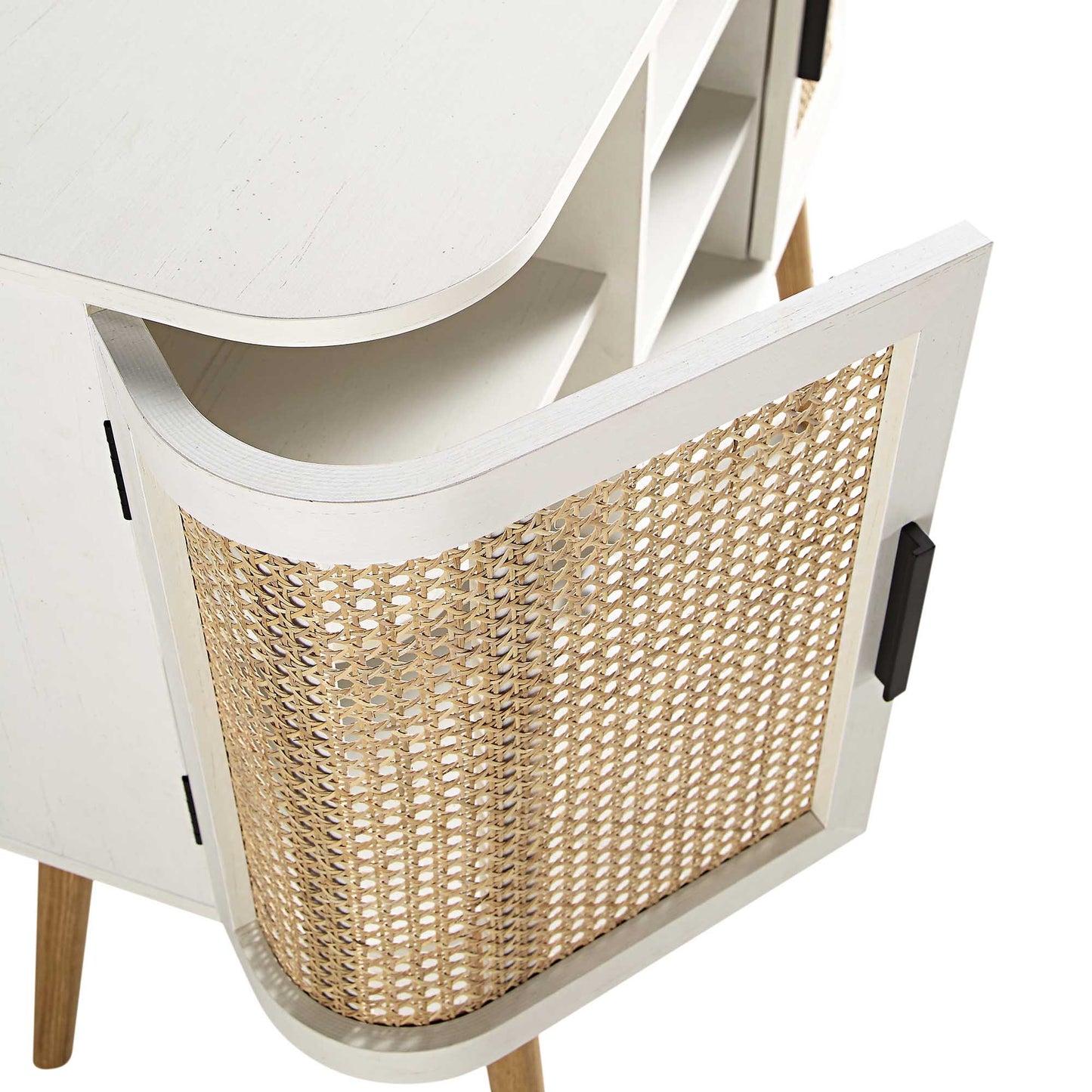 Buffet 2 portes en rotin courbé Izzy, blanc