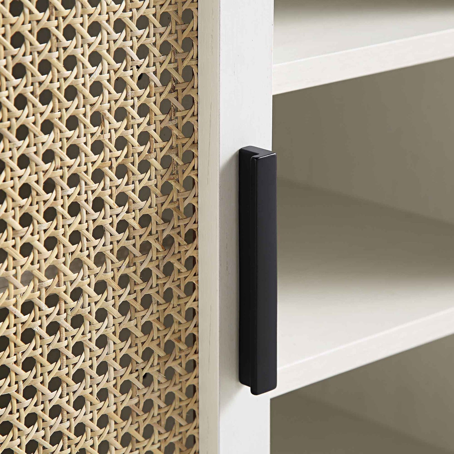 Buffet 2 portes en rotin courbé Izzy, blanc