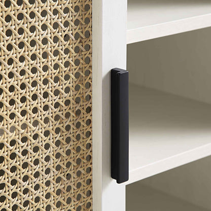 Buffet 2 portes en rotin courbé Izzy, blanc