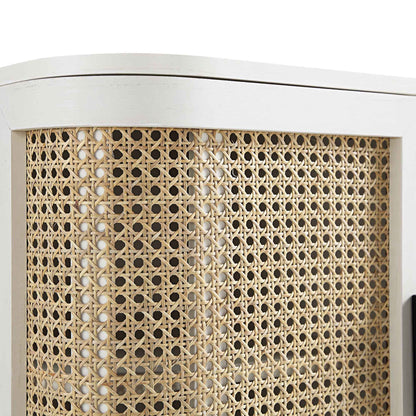 Buffet 2 portes en rotin courbé Izzy, blanc