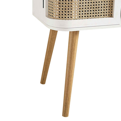 Buffet 2 portes en rotin courbé Izzy, blanc