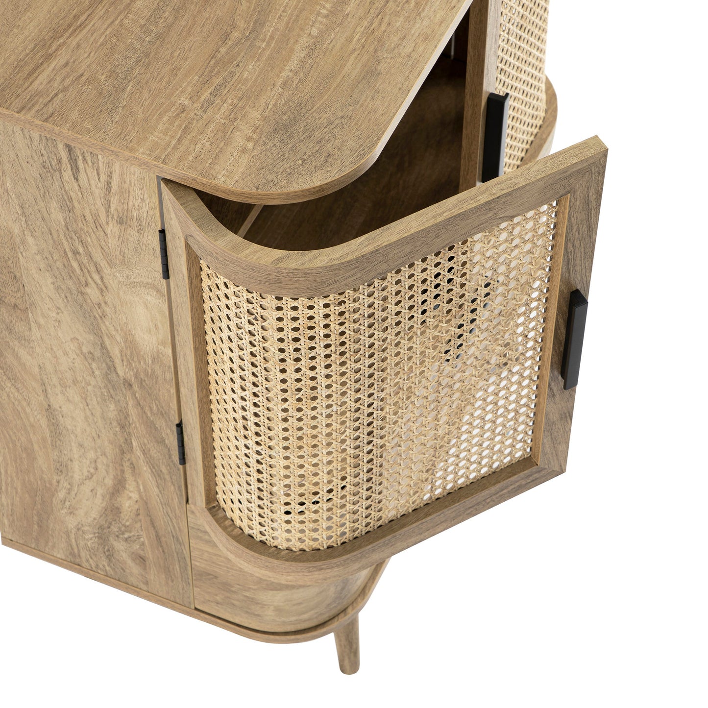 Petit buffet Izzy en rotin courbé à 1 tiroir, naturel