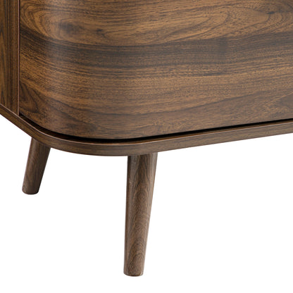 Petit buffet Izzy en rotin courbé à 1 tiroir, noyer