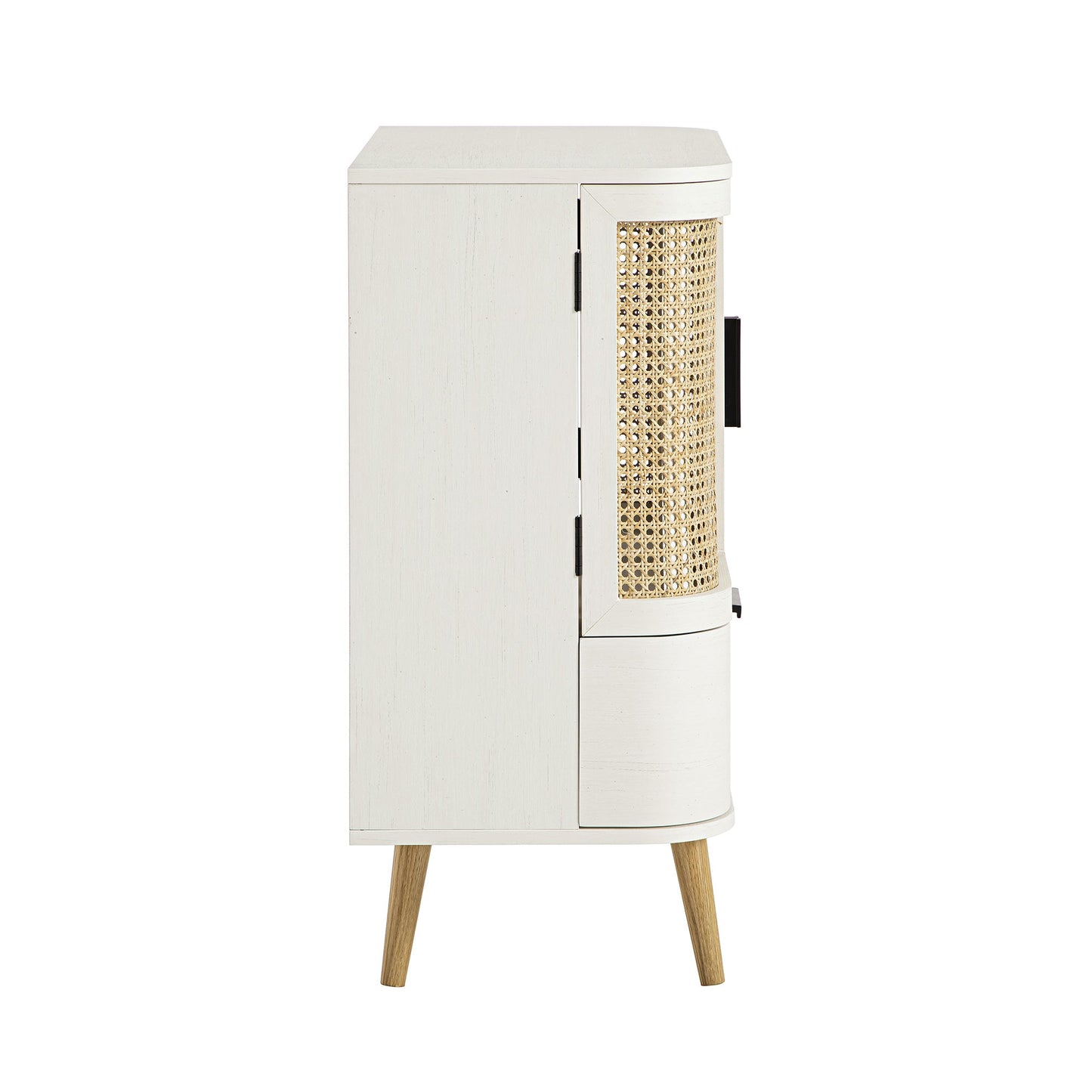 Petit buffet Izzy en rotin incurvé à 1 tiroir, blanc