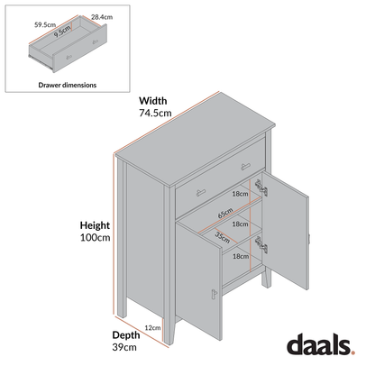 Petit buffet avec tiroir Oakham, Olive Grove