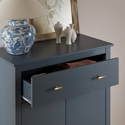 Petit buffet Oakham avec tiroir, bleu orage
