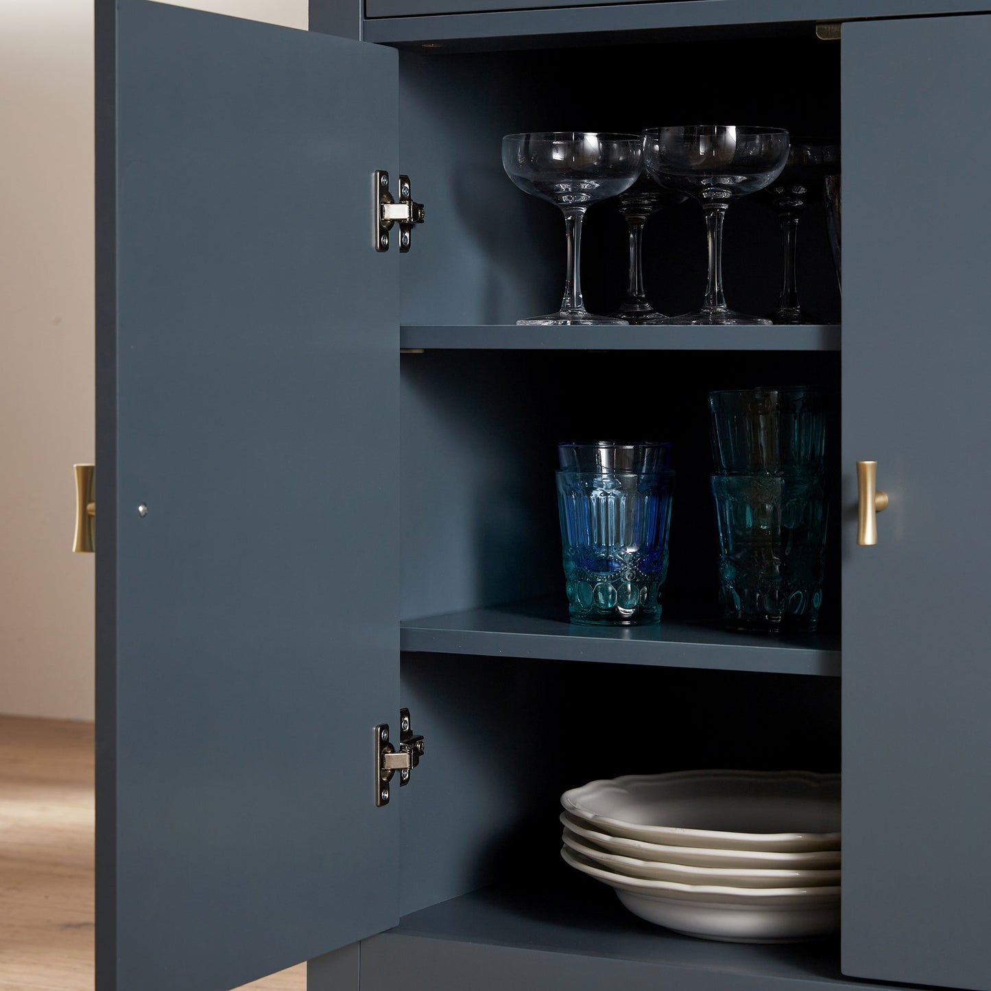 Petit buffet Oakham avec tiroir, bleu orage