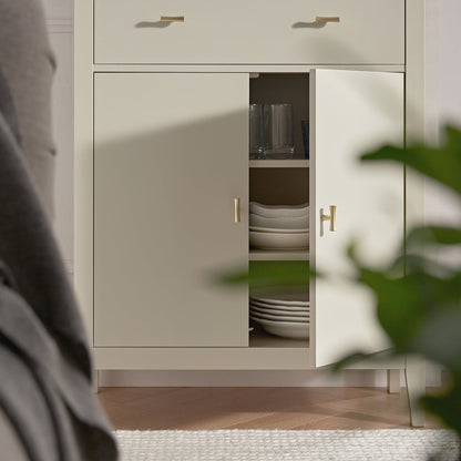 Petit buffet Oakham avec tiroir, blanc ombré