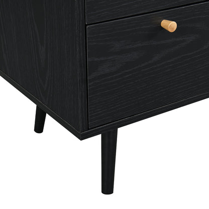 Commode 3 tiroirs en rotin tressé Anya de couleur noire