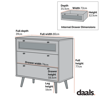 Commode 3 tiroirs en rotin tressé Anya de couleur noire