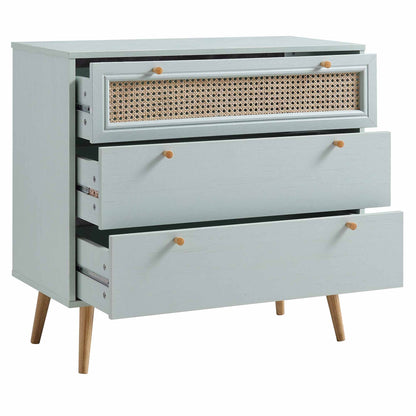 Commode 3 tiroirs en rotin tressé Anya couleur menthe