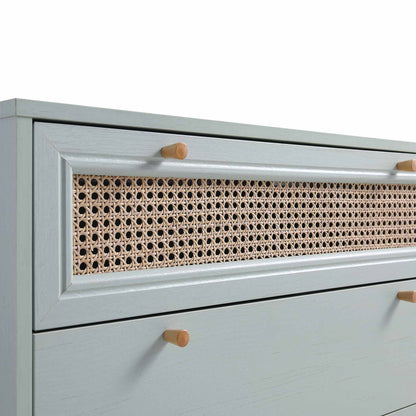 Commode 3 tiroirs en rotin tressé Anya couleur menthe