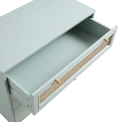 Commode 3 tiroirs en rotin tressé Anya couleur menthe