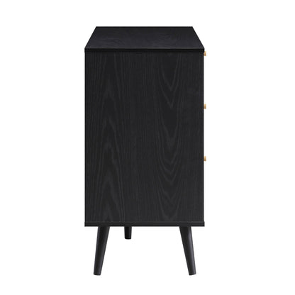 Commode 6 tiroirs en rotin tressé Frances, noir