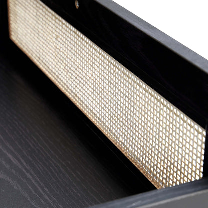 Commode 6 tiroirs en rotin tressé Frances, noir