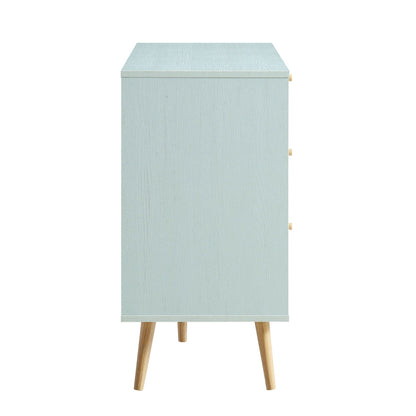 Commode 6 tiroirs en rotin tressé Frances, menthe