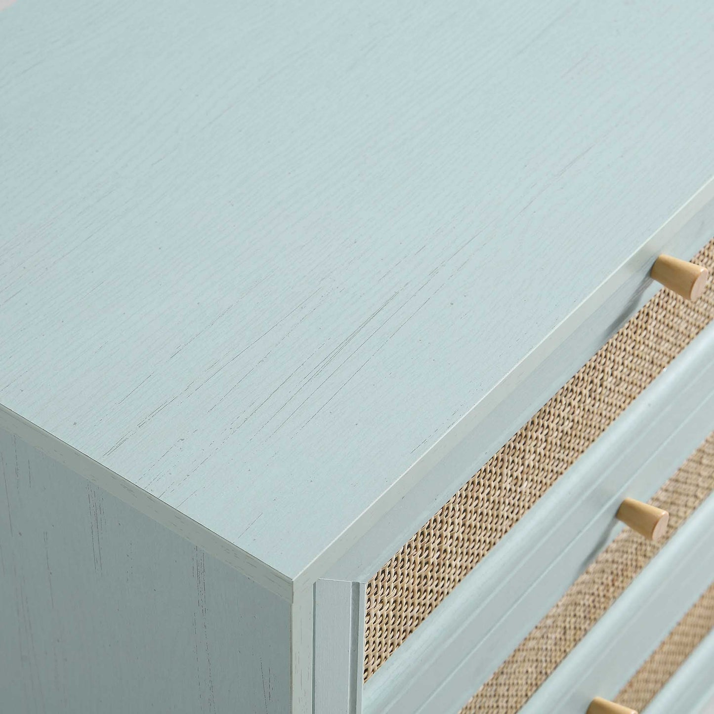 Commode 6 tiroirs en rotin tressé Frances, menthe