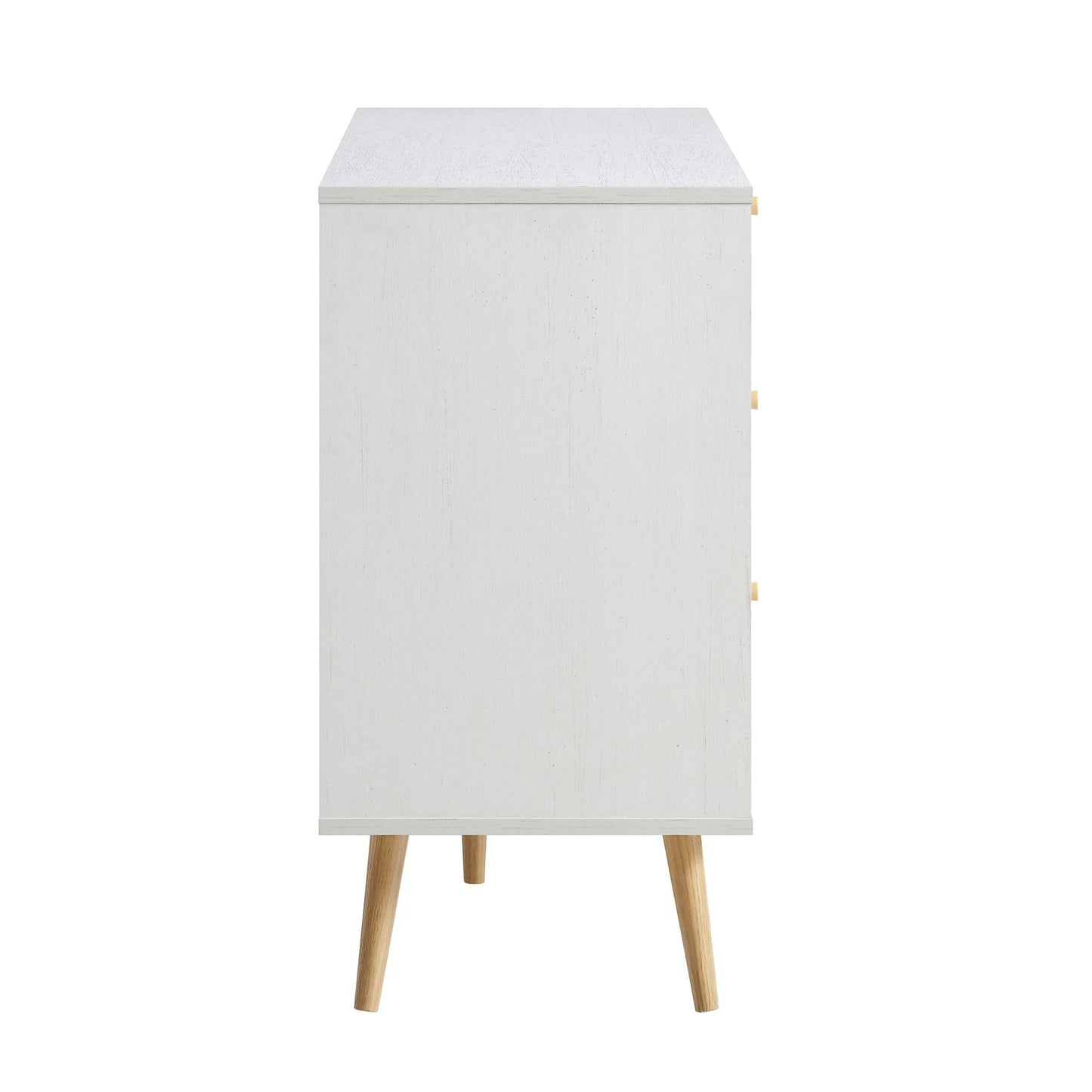 Commode 6 tiroirs en rotin tressé Frances, blanche