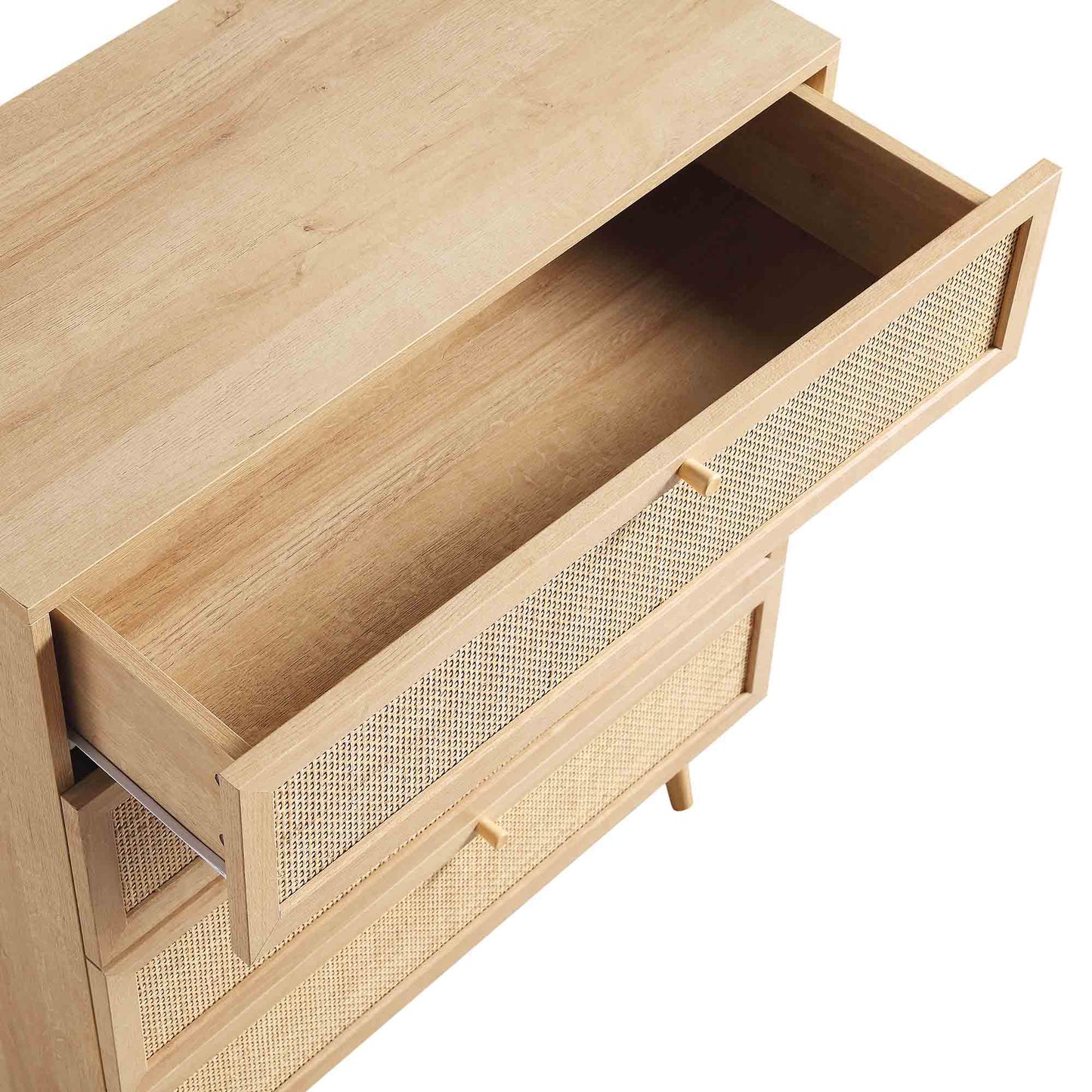 Commode haute 4 tiroirs en rotin tressé Frances, naturel