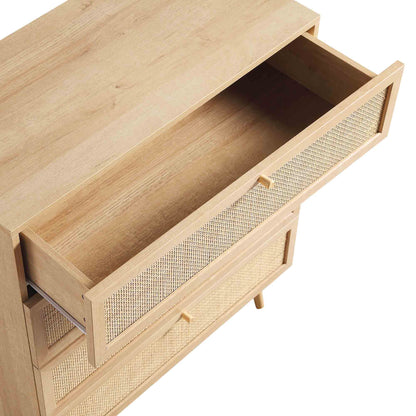 Commode haute 4 tiroirs en rotin tressé Frances, naturel