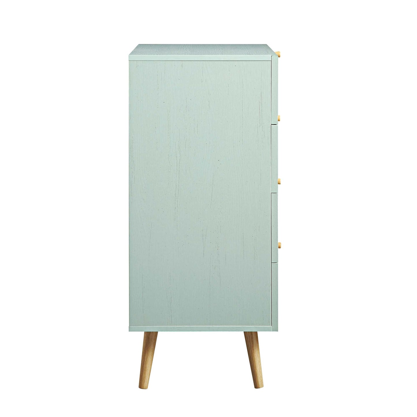 Commode haute à 4 tiroirs en rotin tressé Frances, menthe