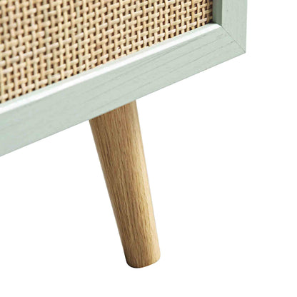 Commode haute à 4 tiroirs en rotin tressé Frances, menthe