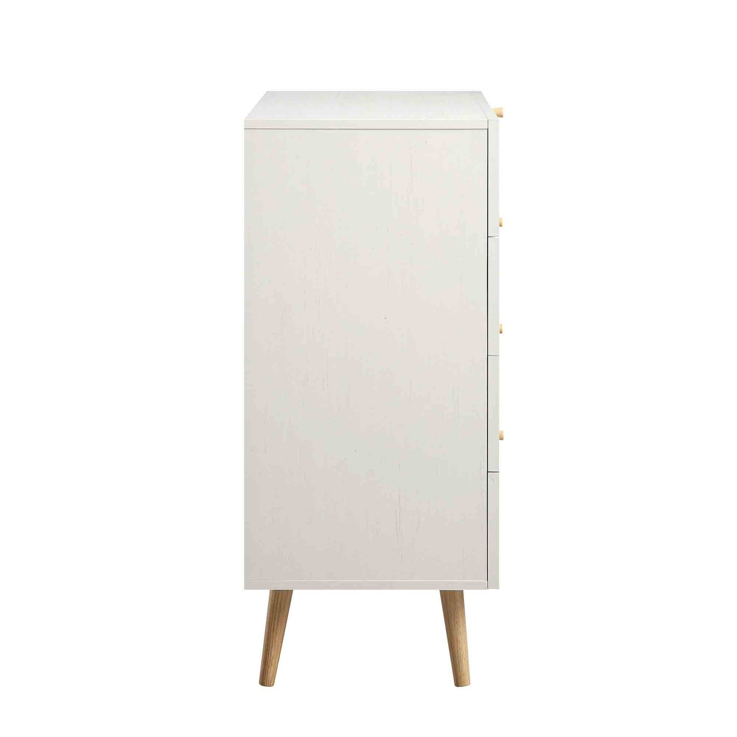 Commode haute 4 tiroirs en rotin tressé Frances, blanche