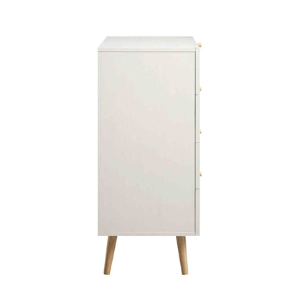 Commode haute 4 tiroirs en rotin tressé Frances, blanche