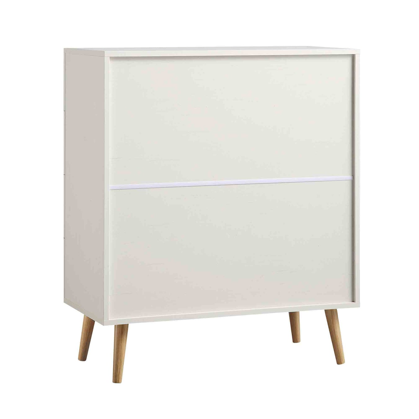 Commode haute 4 tiroirs en rotin tressé Frances, blanche