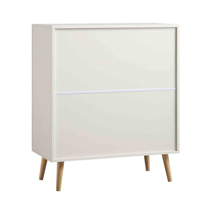 Commode haute 4 tiroirs en rotin tressé Frances, blanche