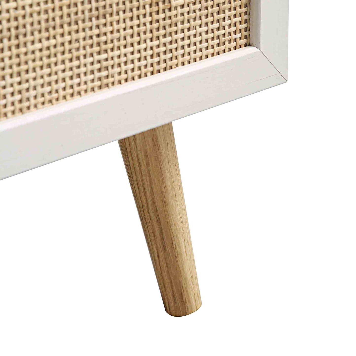 Commode haute 4 tiroirs en rotin tressé Frances, blanche