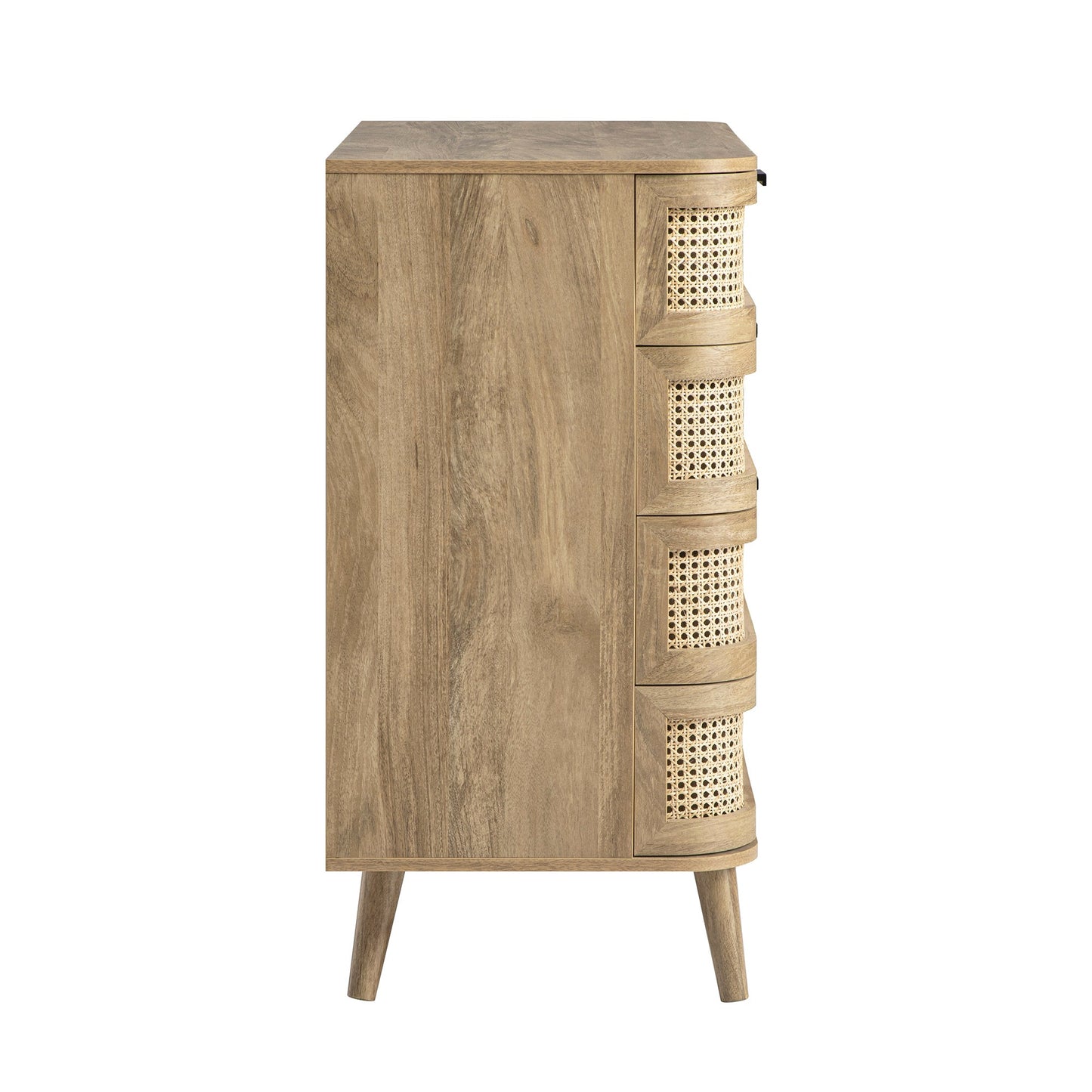 Commode 5 tiroirs en rotin courbé Izzy, naturel