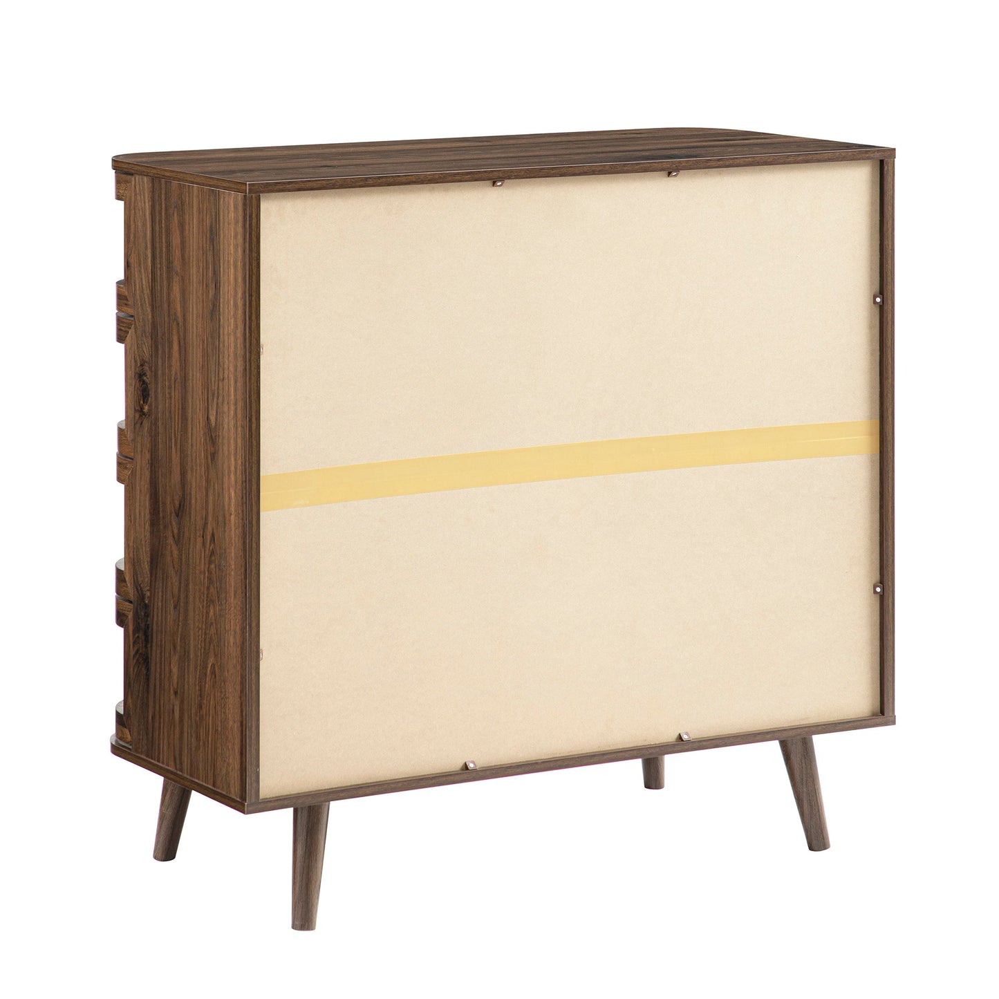 Commode 5 tiroirs en rotin courbé Izzy, noyer