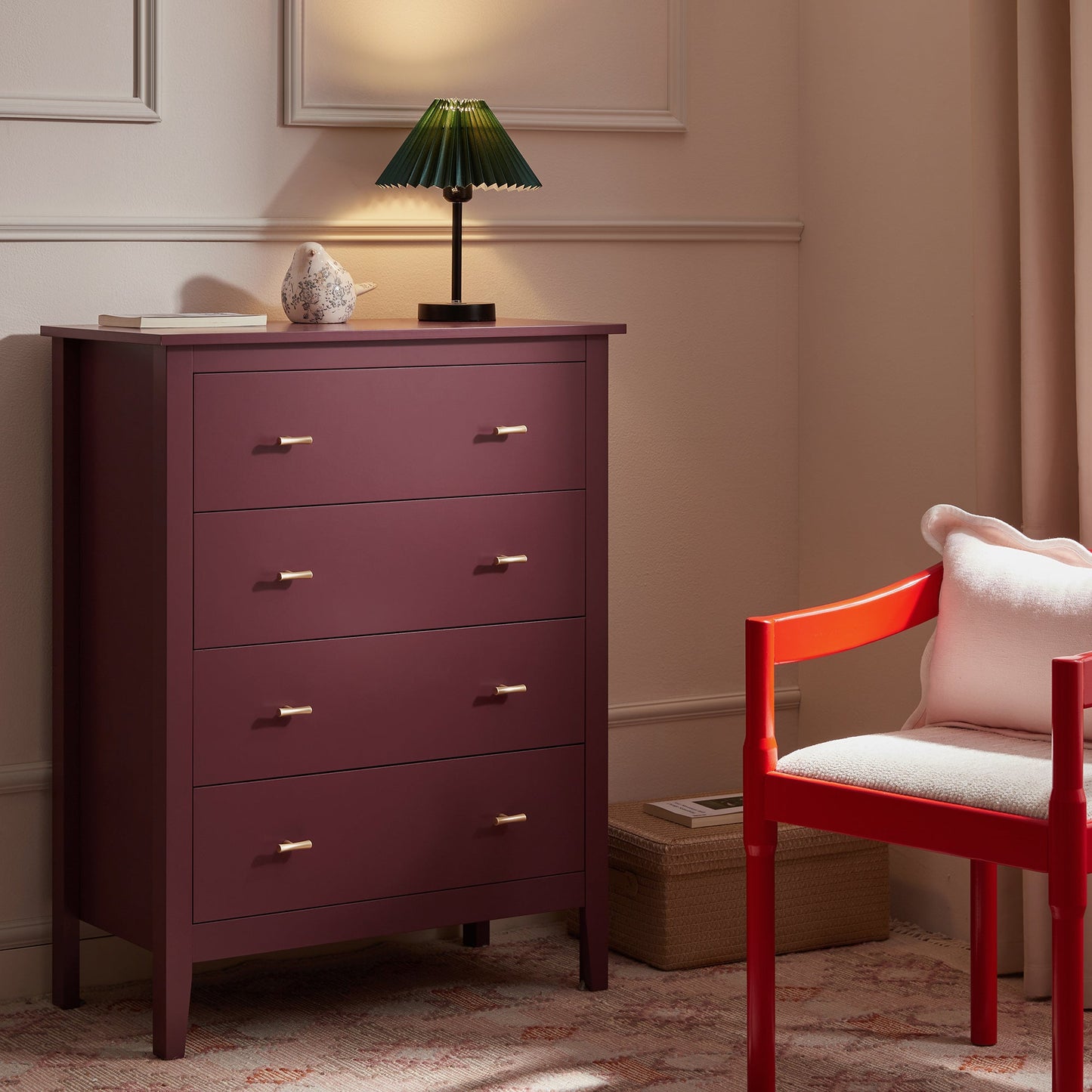 Commode à 4 tiroirs Oakham, cerisier sauvage