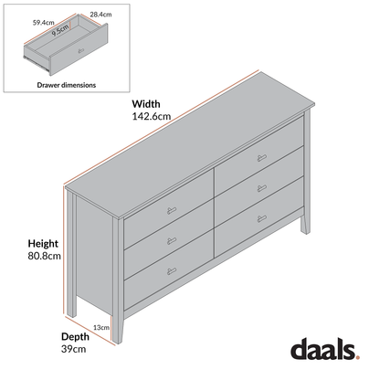 Commode 6 tiroirs Oakham, gris foncé