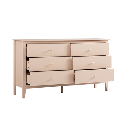 Commode 6 tiroirs Oakham, rose nude