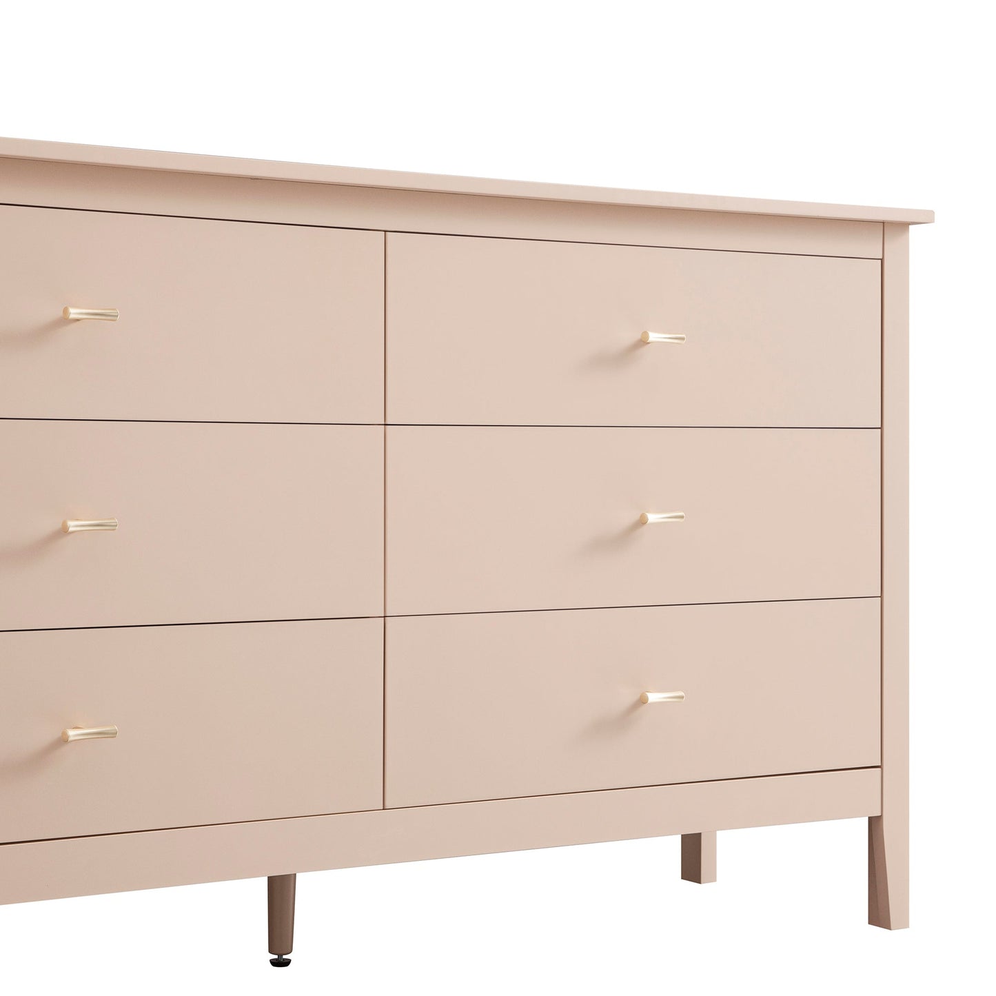 Commode 6 tiroirs Oakham, rose nude